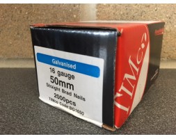 Brads galvanised straight 16 gauge/50mm (per2000)